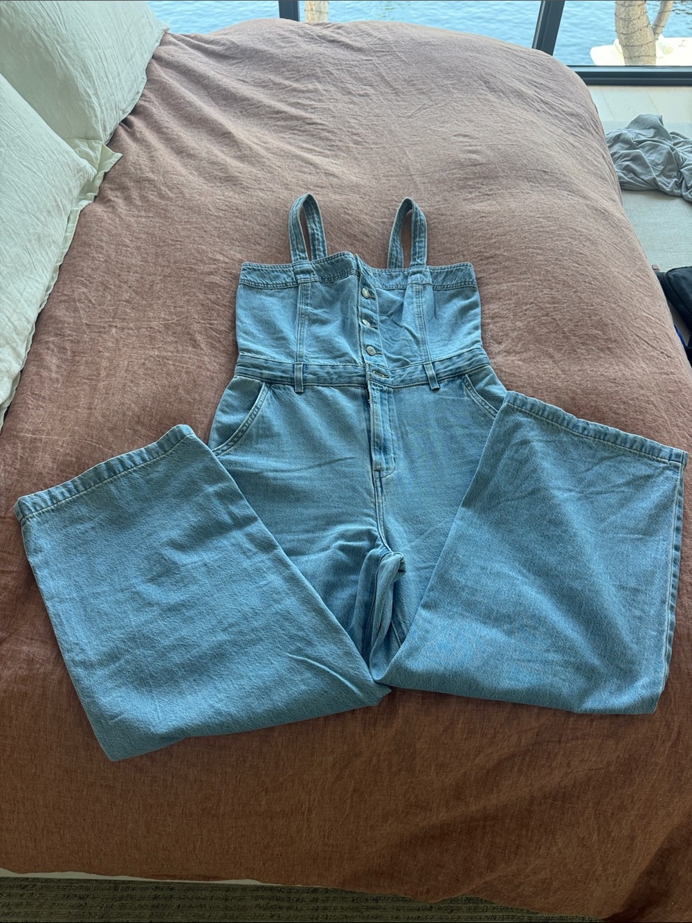 Levi's Light Blue Wide-Leg Denim Overalls